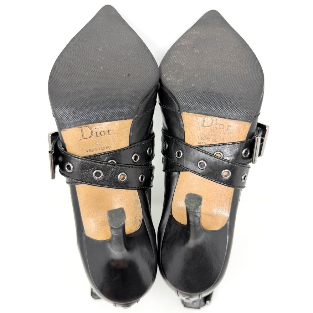 Dior Galliano 2002 Vintage Black Leather Grommet‎ Buckle Boots 40 - Picture 8 of 9